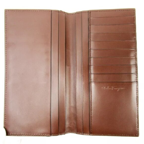 Salvatore Ferragamo Long Bill Compartment Gancini Leather Used Authentic - Picture 2 of 16